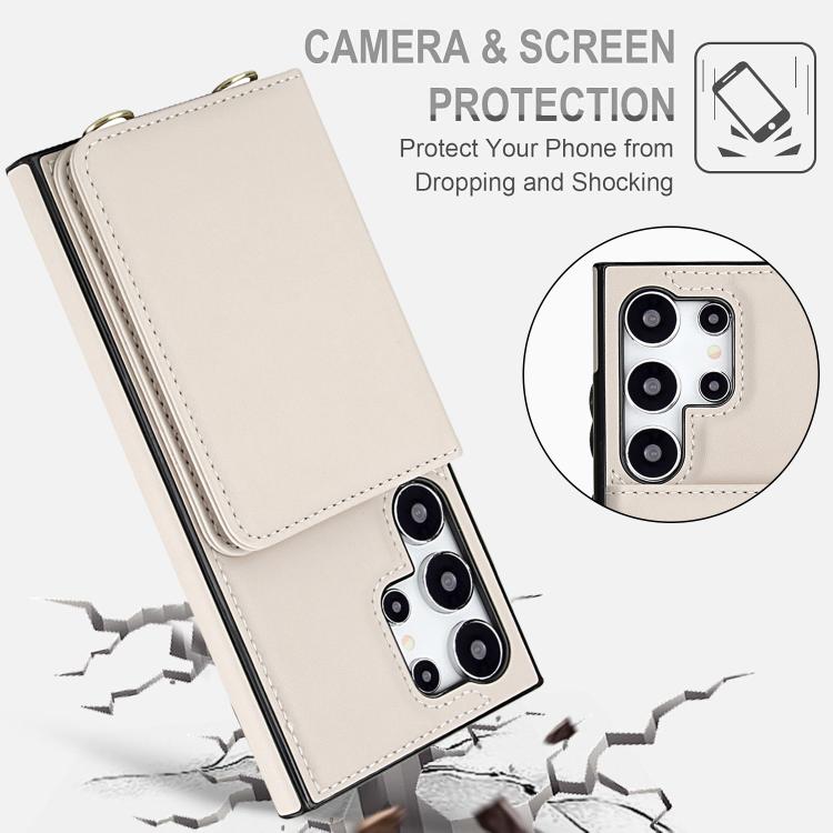 For Samsung Galaxy S25 Ultra 5G Crossbody Dual-buckle Wallet RFID Back Leather Phone Case