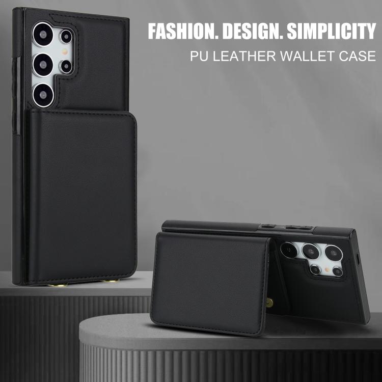 For Samsung Galaxy S25 Ultra 5G Crossbody Dual-buckle Wallet RFID Back Leather Phone Case