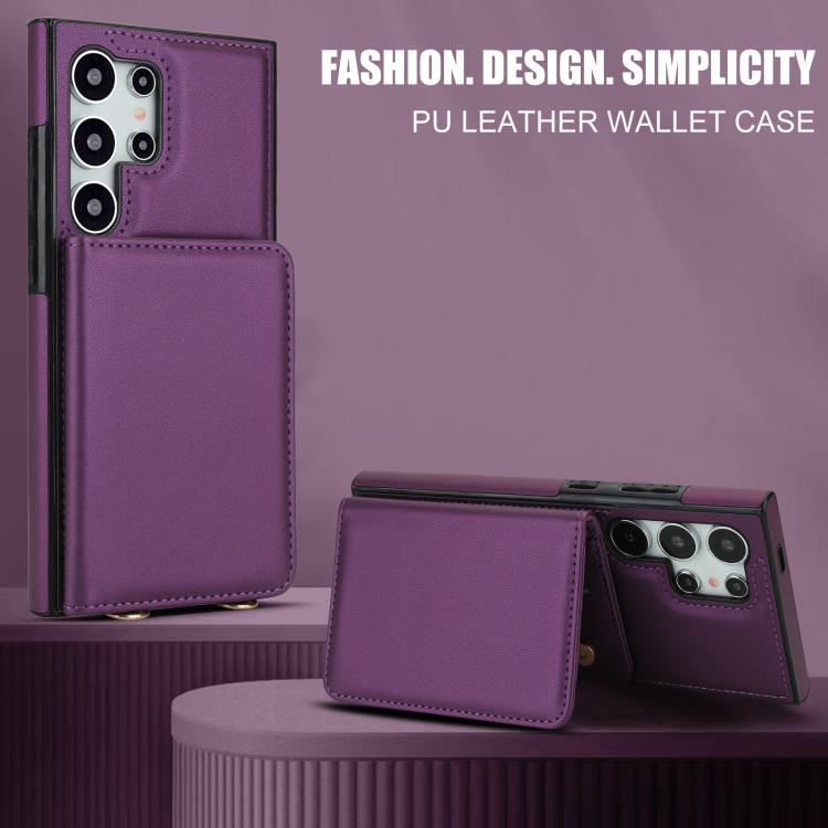 For Samsung Galaxy S25 Ultra 5G Crossbody Dual-buckle Wallet RFID Back Leather Phone Case