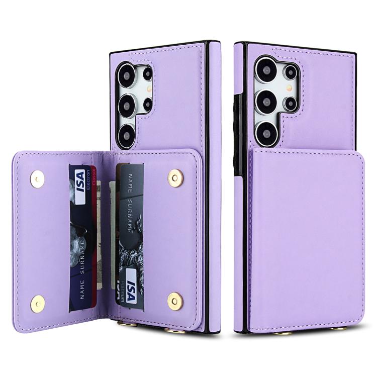 For Samsung Galaxy S25 Ultra 5G Crossbody Dual-buckle Wallet RFID Back Leather Phone Case