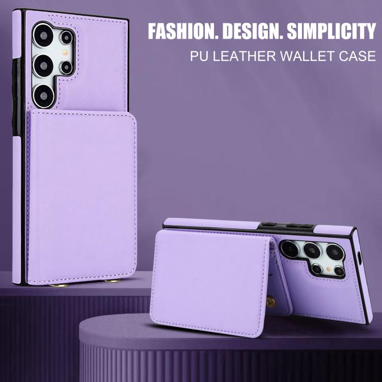 For Samsung Galaxy S25 Ultra 5G Crossbody Dual-buckle Wallet RFID Back Leather Phone Case