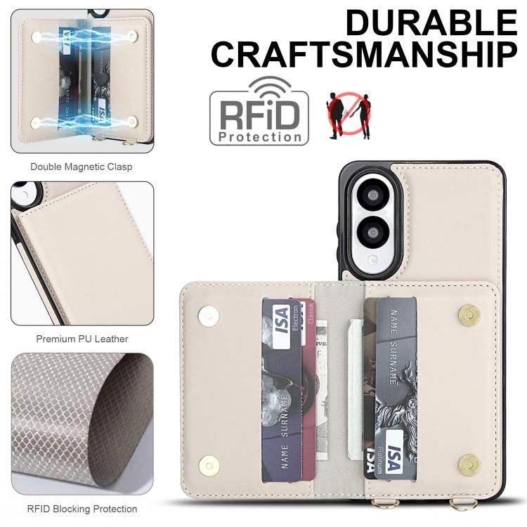For Samsung Galaxy S25 Edge 5G Crossbody Dual-buckle Wallet RFID Back Leather Phone Case