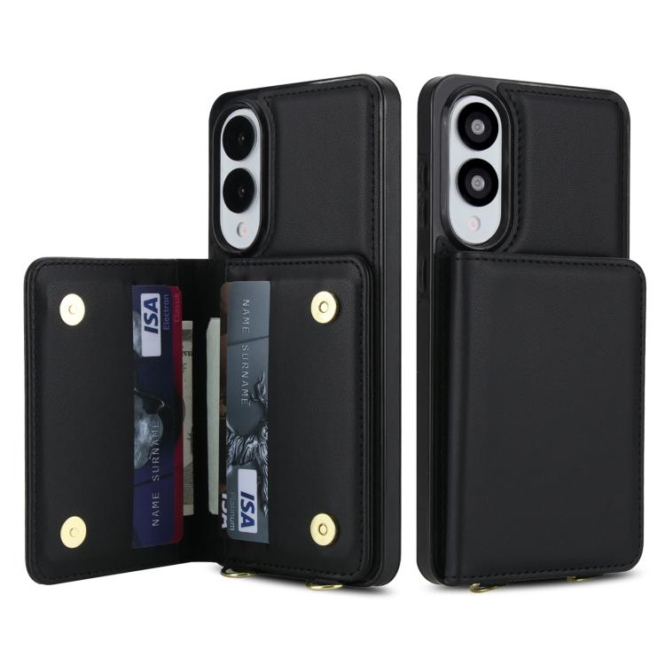 For Samsung Galaxy S25 Edge 5G Crossbody Dual-buckle Wallet RFID Back Leather Phone Case