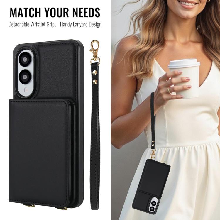 For Samsung Galaxy S25 Edge 5G Crossbody Dual-buckle Wallet RFID Back Leather Phone Case