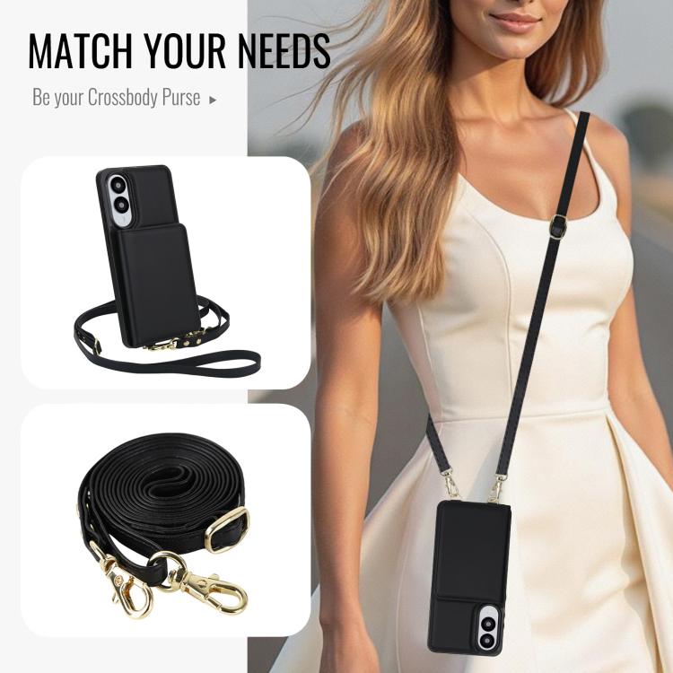 For Samsung Galaxy S25 Edge 5G Crossbody Dual-buckle Wallet RFID Back Leather Phone Case
