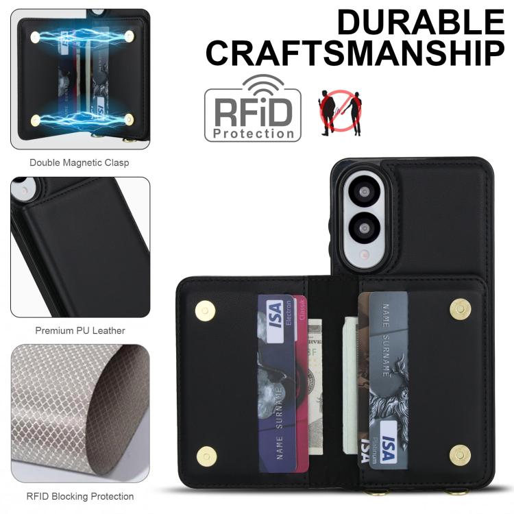 For Samsung Galaxy S25 Edge 5G Crossbody Dual-buckle Wallet RFID Back Leather Phone Case