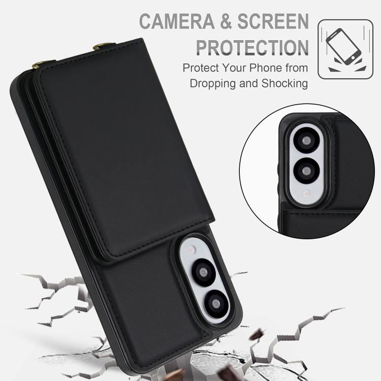 For Samsung Galaxy S25 Edge 5G Crossbody Dual-buckle Wallet RFID Back Leather Phone Case