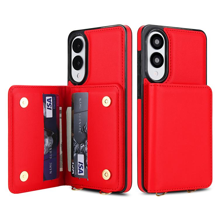 For Samsung Galaxy S25 Edge 5G Crossbody Dual-buckle Wallet RFID Back Leather Phone Case