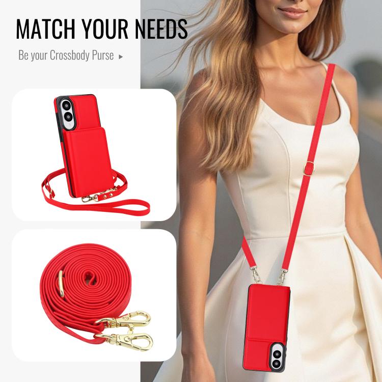 For Samsung Galaxy S25 Edge 5G Crossbody Dual-buckle Wallet RFID Back Leather Phone Case