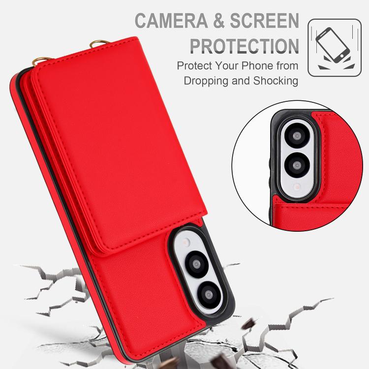 For Samsung Galaxy S25 Edge 5G Crossbody Dual-buckle Wallet RFID Back Leather Phone Case