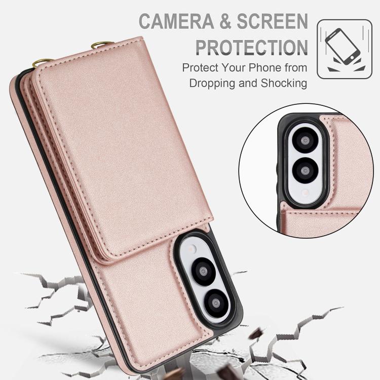 For Samsung Galaxy S25 Edge 5G Crossbody Dual-buckle Wallet RFID Back Leather Phone Case