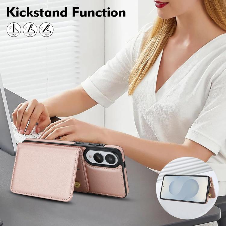 For Samsung Galaxy S25 Edge 5G Crossbody Dual-buckle Wallet RFID Back Leather Phone Case
