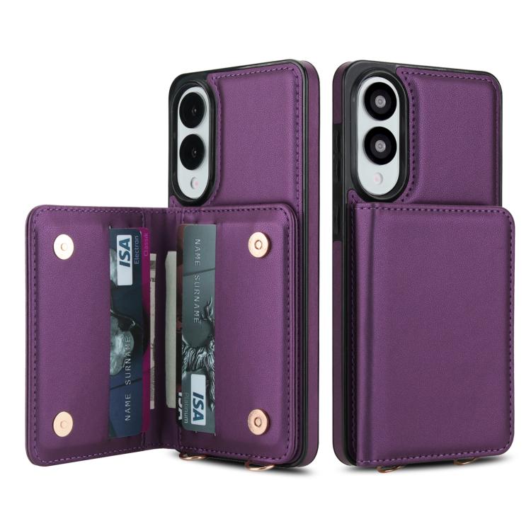 For Samsung Galaxy S25 Edge 5G Crossbody Dual-buckle Wallet RFID Back Leather Phone Case