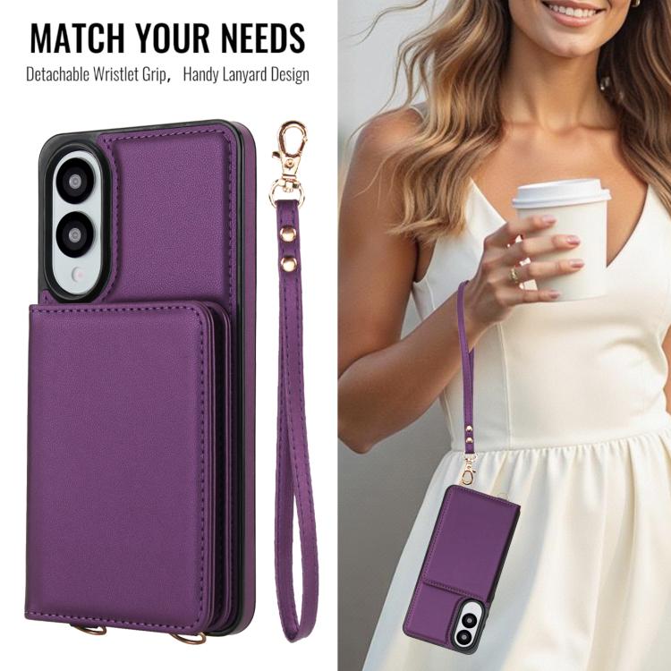 For Samsung Galaxy S25 Edge 5G Crossbody Dual-buckle Wallet RFID Back Leather Phone Case