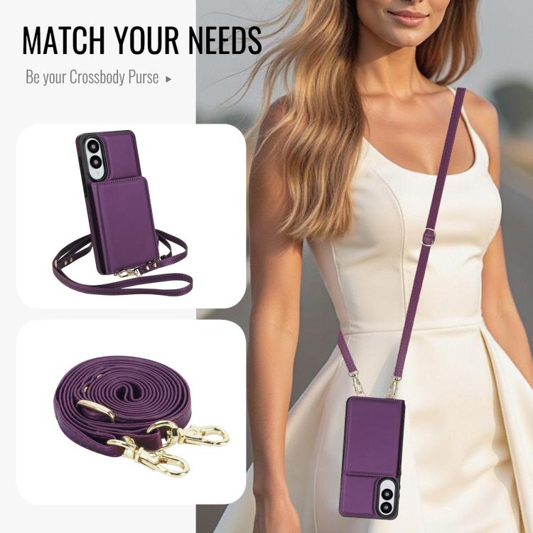 For Samsung Galaxy S25 Edge 5G Crossbody Dual-buckle Wallet RFID Back Leather Phone Case
