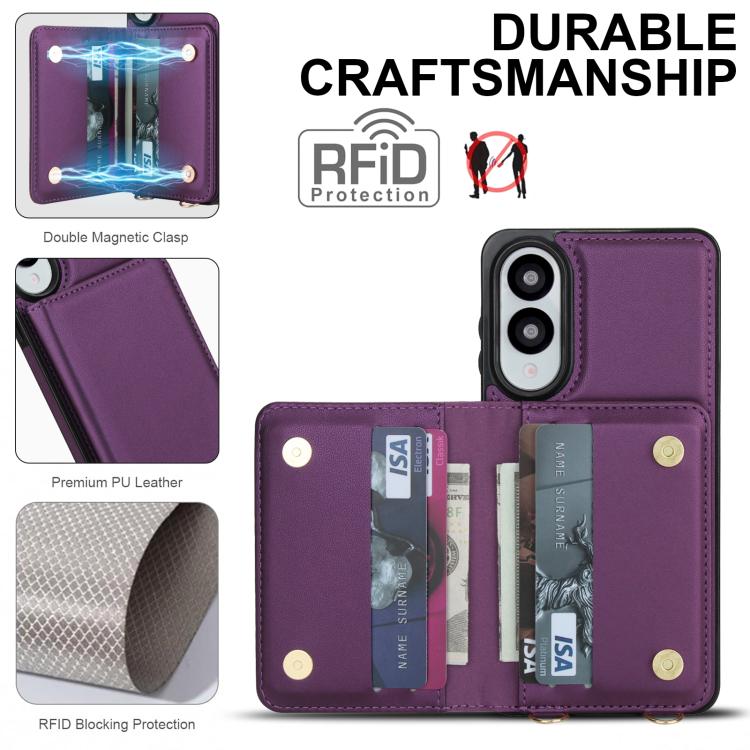For Samsung Galaxy S25 Edge 5G Crossbody Dual-buckle Wallet RFID Back Leather Phone Case