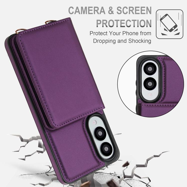 For Samsung Galaxy S25 Edge 5G Crossbody Dual-buckle Wallet RFID Back Leather Phone Case