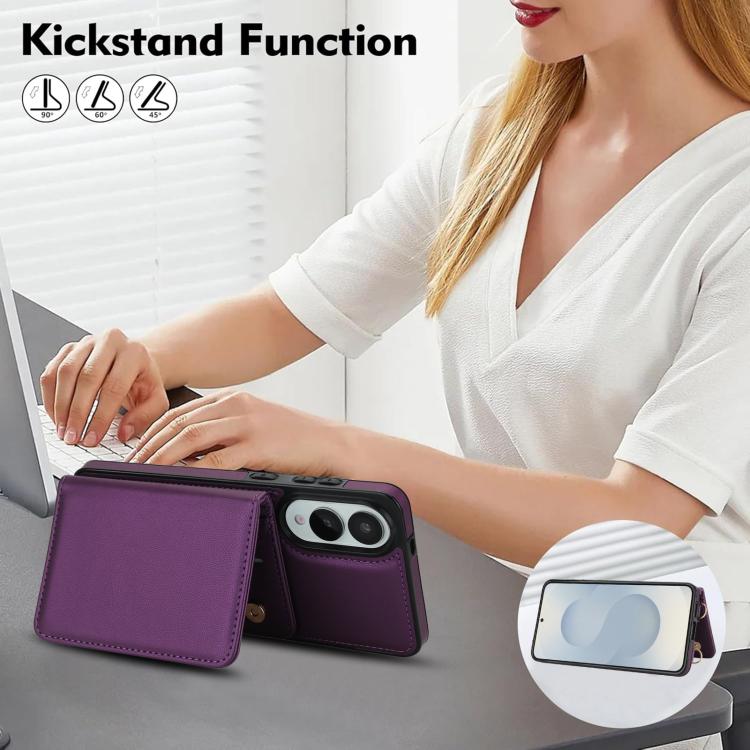 For Samsung Galaxy S25 Edge 5G Crossbody Dual-buckle Wallet RFID Back Leather Phone Case