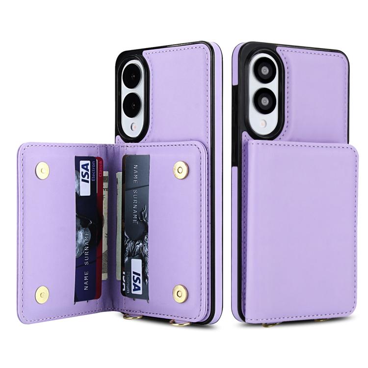 For Samsung Galaxy S25 Edge 5G Crossbody Dual-buckle Wallet RFID Back Leather Phone Case