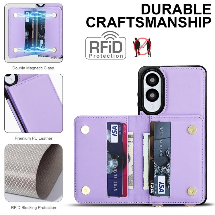 For Samsung Galaxy S25 Edge 5G Crossbody Dual-buckle Wallet RFID Back Leather Phone Case
