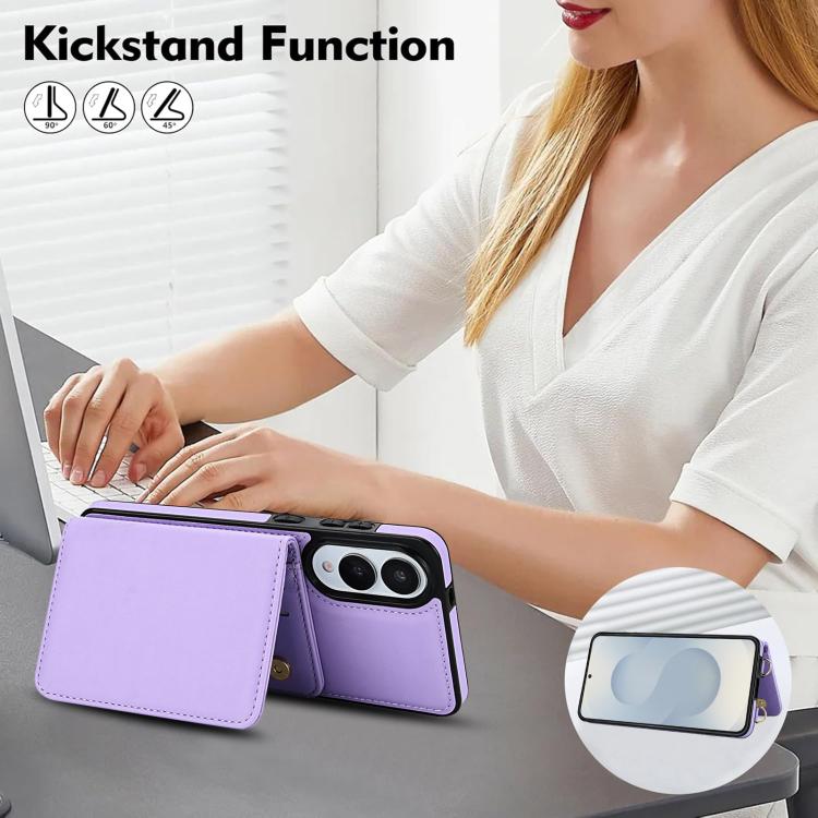 For Samsung Galaxy S25 Edge 5G Crossbody Dual-buckle Wallet RFID Back Leather Phone Case