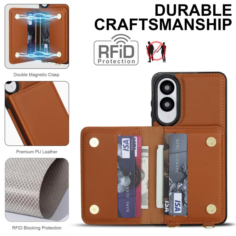 For Samsung Galaxy S25 Edge 5G Crossbody Dual-buckle Wallet RFID Back Leather Phone Case
