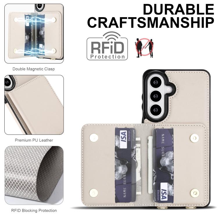 For Samsung Galaxy S26 5G Crossbody Dual-buckle Wallet RFID Back Leather Phone Case