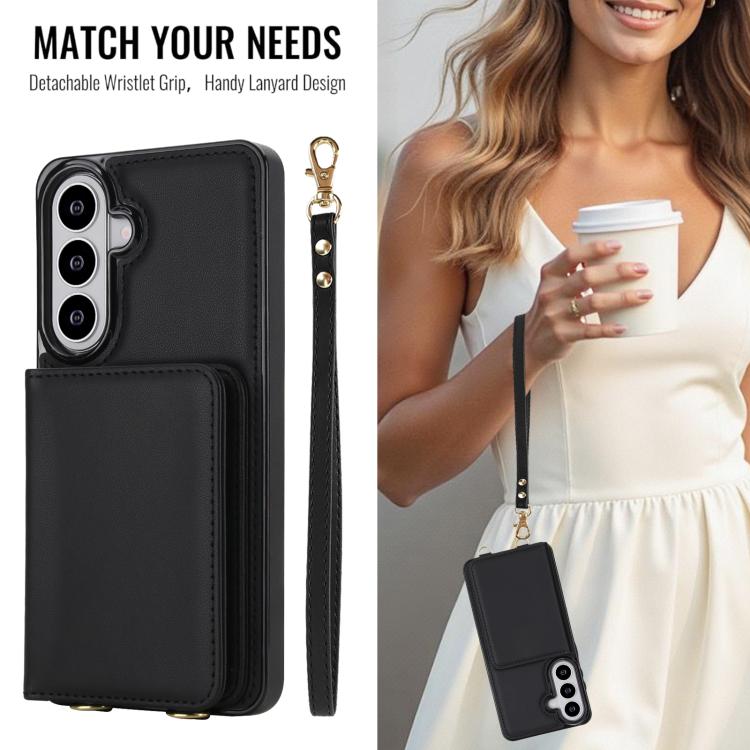 For Samsung Galaxy S26 5G Crossbody Dual-buckle Wallet RFID Back Leather Phone Case
