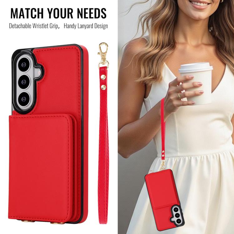 For Samsung Galaxy S26 5G Crossbody Dual-buckle Wallet RFID Back Leather Phone Case