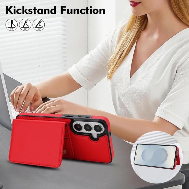 For Samsung Galaxy S26 5G Crossbody Dual-buckle Wallet RFID Back Leather Phone Case