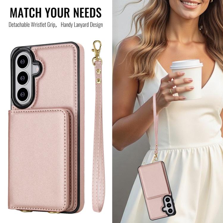 For Samsung Galaxy S26 5G Crossbody Dual-buckle Wallet RFID Back Leather Phone Case