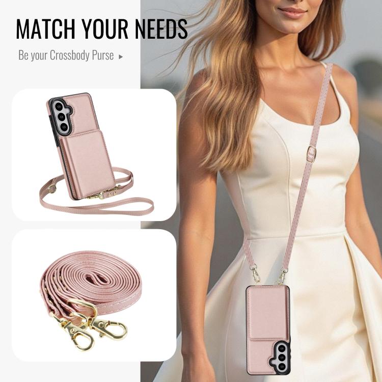For Samsung Galaxy S26 5G Crossbody Dual-buckle Wallet RFID Back Leather Phone Case