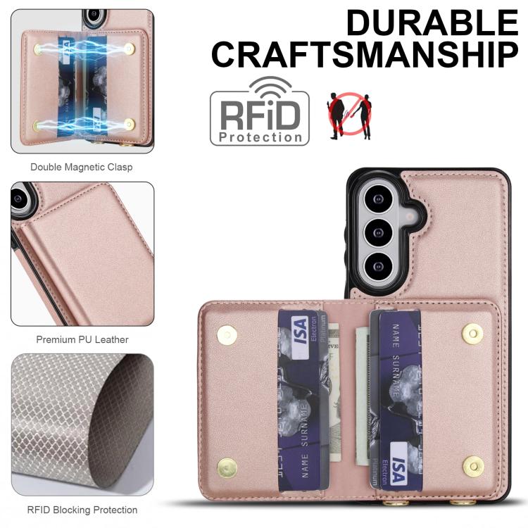 For Samsung Galaxy S26 5G Crossbody Dual-buckle Wallet RFID Back Leather Phone Case