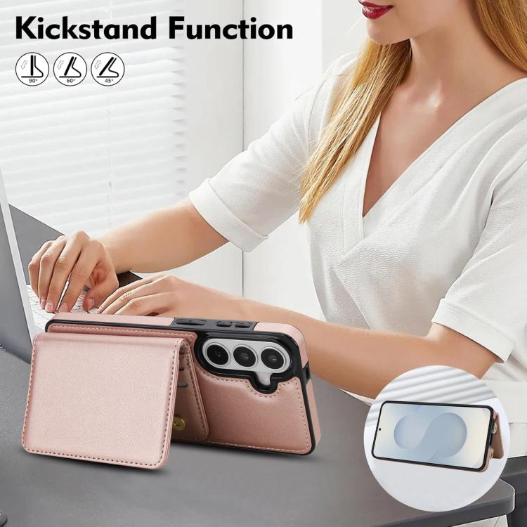For Samsung Galaxy S26 5G Crossbody Dual-buckle Wallet RFID Back Leather Phone Case