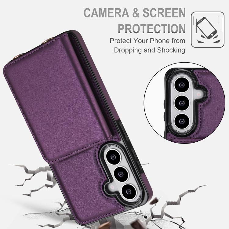 For Samsung Galaxy S26 5G Crossbody Dual-buckle Wallet RFID Back Leather Phone Case