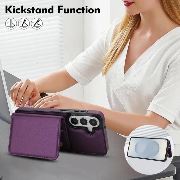 For Samsung Galaxy S26 5G Crossbody Dual-buckle Wallet RFID Back Leather Phone Case
