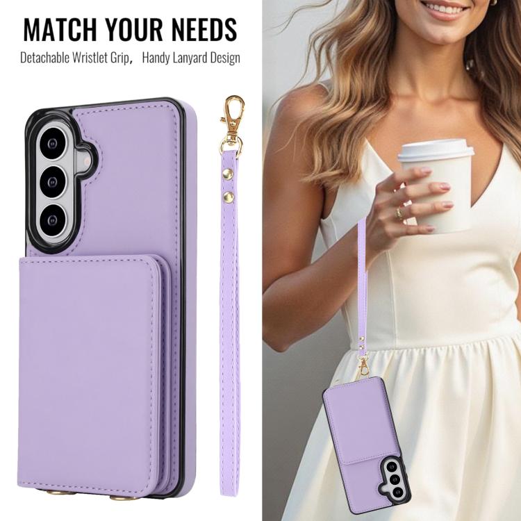 For Samsung Galaxy S26 5G Crossbody Dual-buckle Wallet RFID Back Leather Phone Case