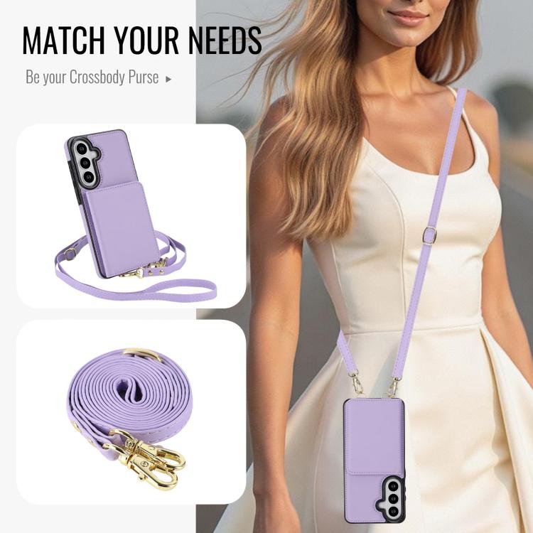 For Samsung Galaxy S26 5G Crossbody Dual-buckle Wallet RFID Back Leather Phone Case