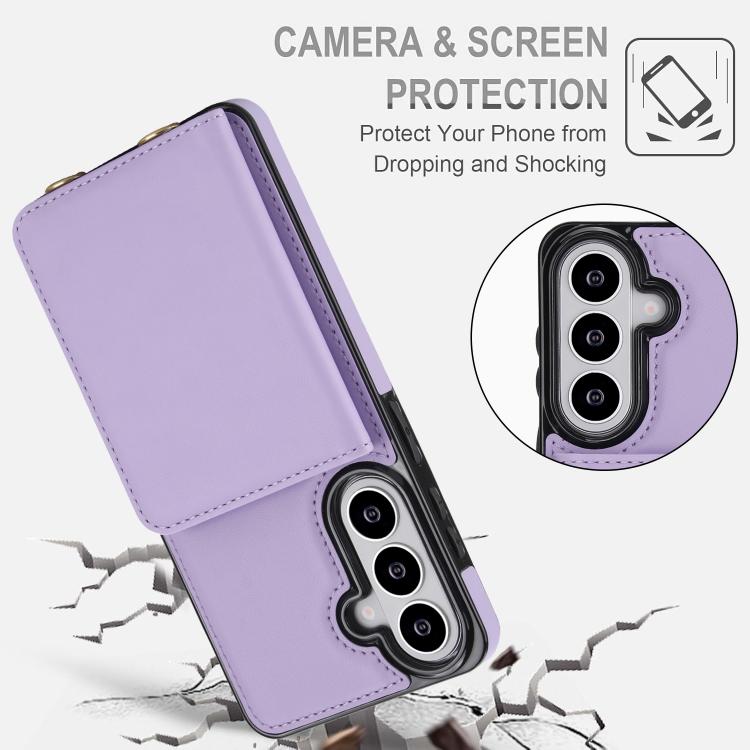 For Samsung Galaxy S26 5G Crossbody Dual-buckle Wallet RFID Back Leather Phone Case