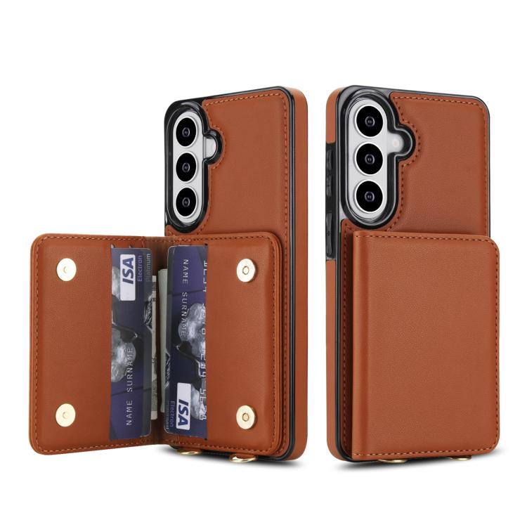 For Samsung Galaxy S26 5G Crossbody Dual-buckle Wallet RFID Back Leather Phone Case