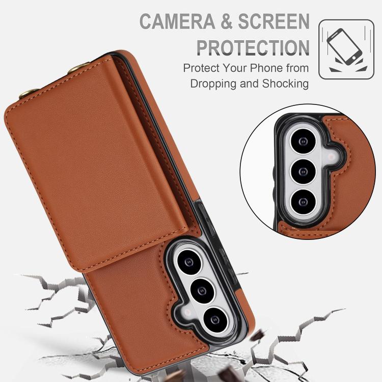 For Samsung Galaxy S26 5G Crossbody Dual-buckle Wallet RFID Back Leather Phone Case