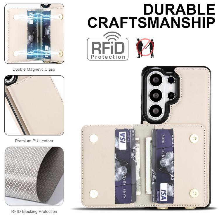 For Samsung Galaxy S26 Ultra 5G Crossbody Dual-buckle Wallet RFID Back Leather Phone Case