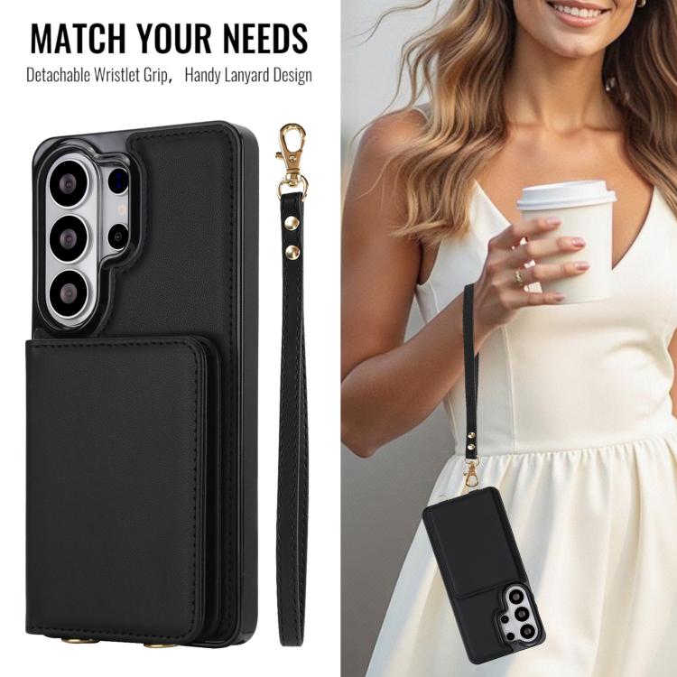 For Samsung Galaxy S26 Ultra 5G Crossbody Dual-buckle Wallet RFID Back Leather Phone Case