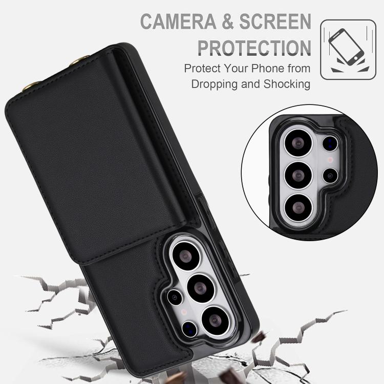 For Samsung Galaxy S26 Ultra 5G Crossbody Dual-buckle Wallet RFID Back Leather Phone Case