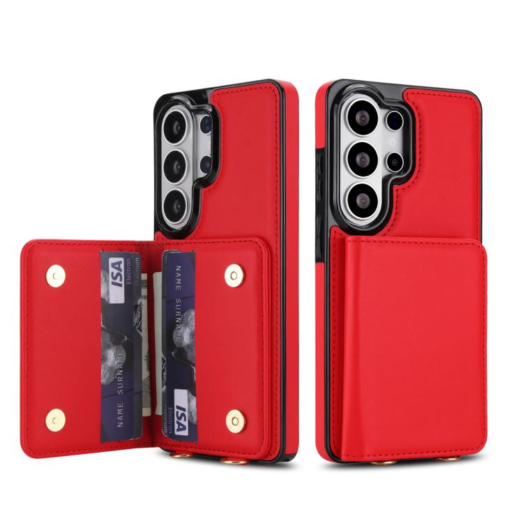For Samsung Galaxy S26 Ultra 5G Crossbody Dual-buckle Wallet RFID Back Leather Phone Case