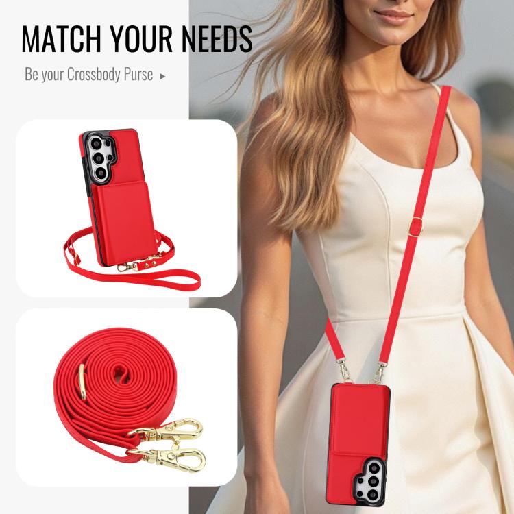 For Samsung Galaxy S26 Ultra 5G Crossbody Dual-buckle Wallet RFID Back Leather Phone Case