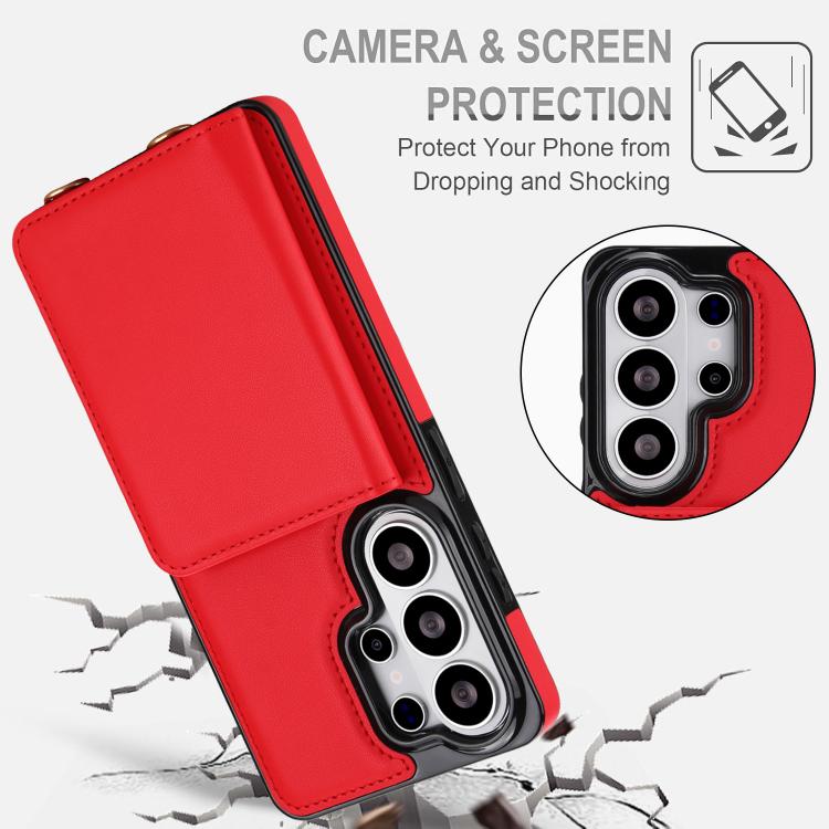 For Samsung Galaxy S26 Ultra 5G Crossbody Dual-buckle Wallet RFID Back Leather Phone Case