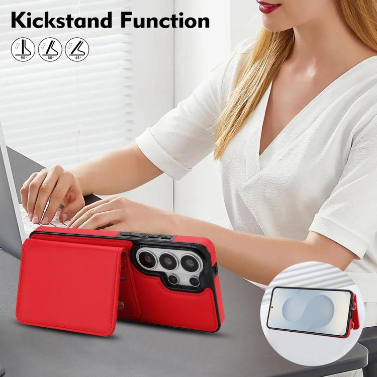 For Samsung Galaxy S26 Ultra 5G Crossbody Dual-buckle Wallet RFID Back Leather Phone Case
