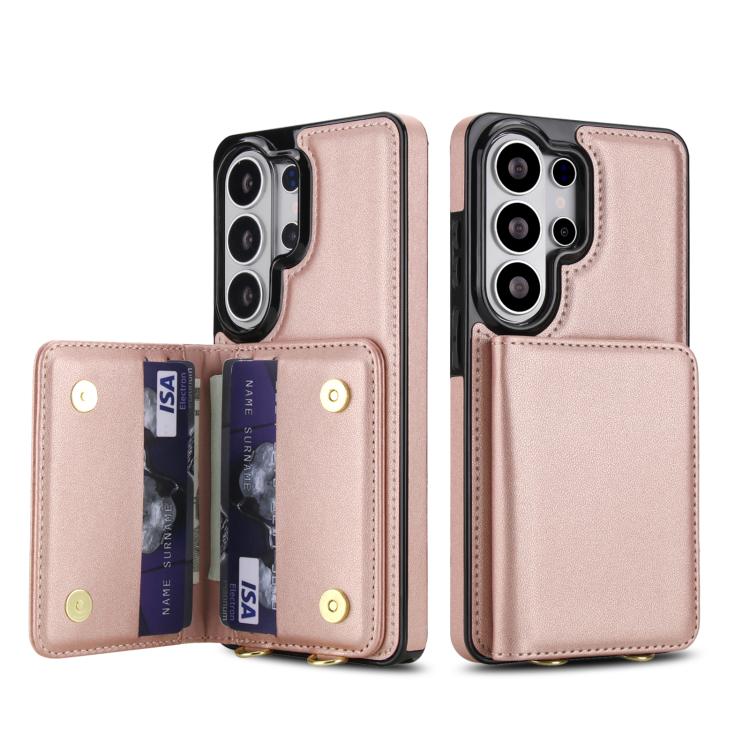 For Samsung Galaxy S26 Ultra 5G Crossbody Dual-buckle Wallet RFID Back Leather Phone Case