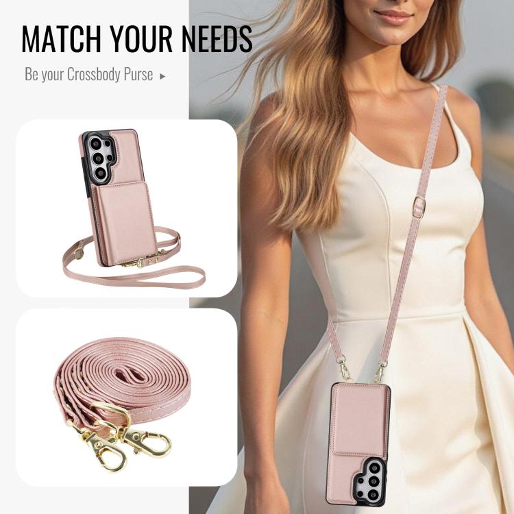 For Samsung Galaxy S26 Ultra 5G Crossbody Dual-buckle Wallet RFID Back Leather Phone Case